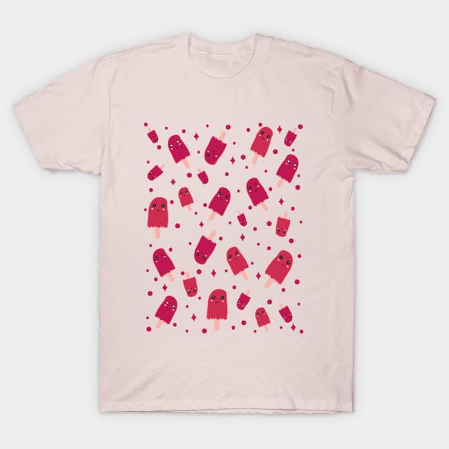 Raspberry sorbet Kawaii Sweet Raspberry Sorbet Time pattern T-Shirt by Day81